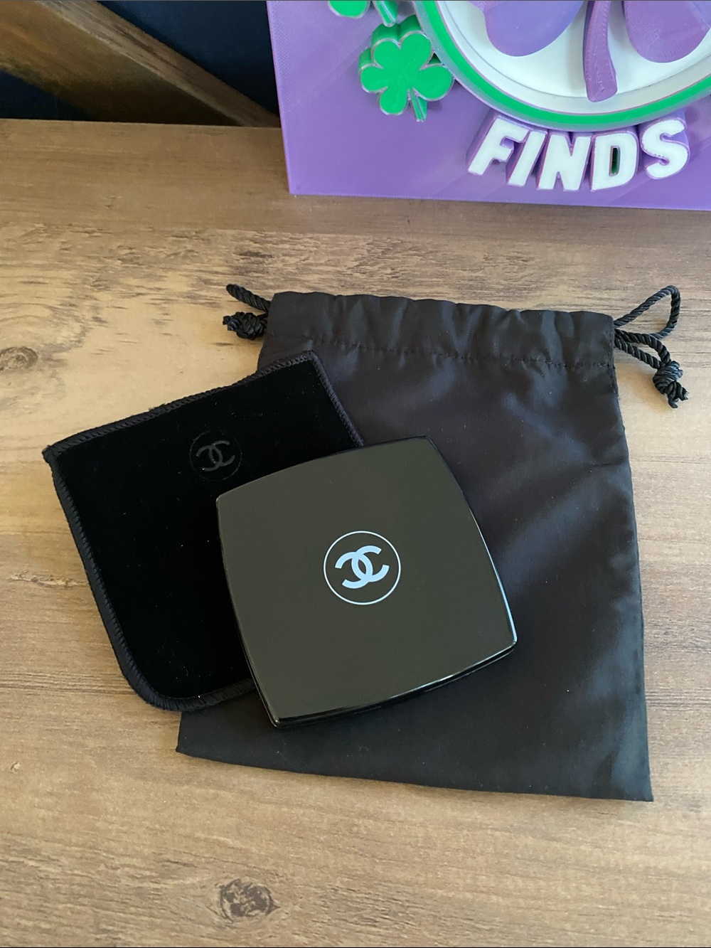 CHANEL Black Compact with White CC Logo